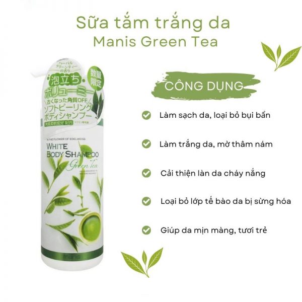 Sữa tắm trắng da Manis White Body Shampoo Green Tea